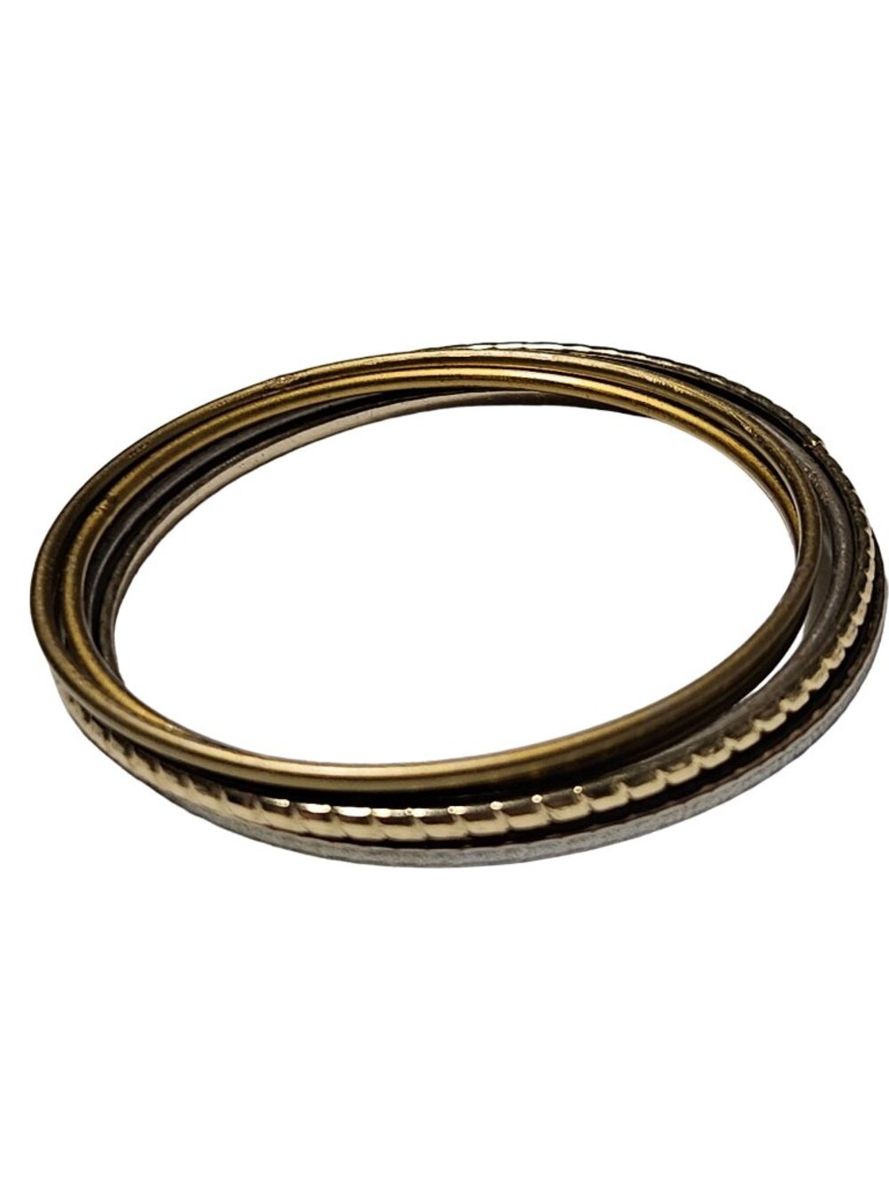 Retro Mixed Metal Bangle Bracelets Stackable Textured Finish Set Of 6 Jewelry